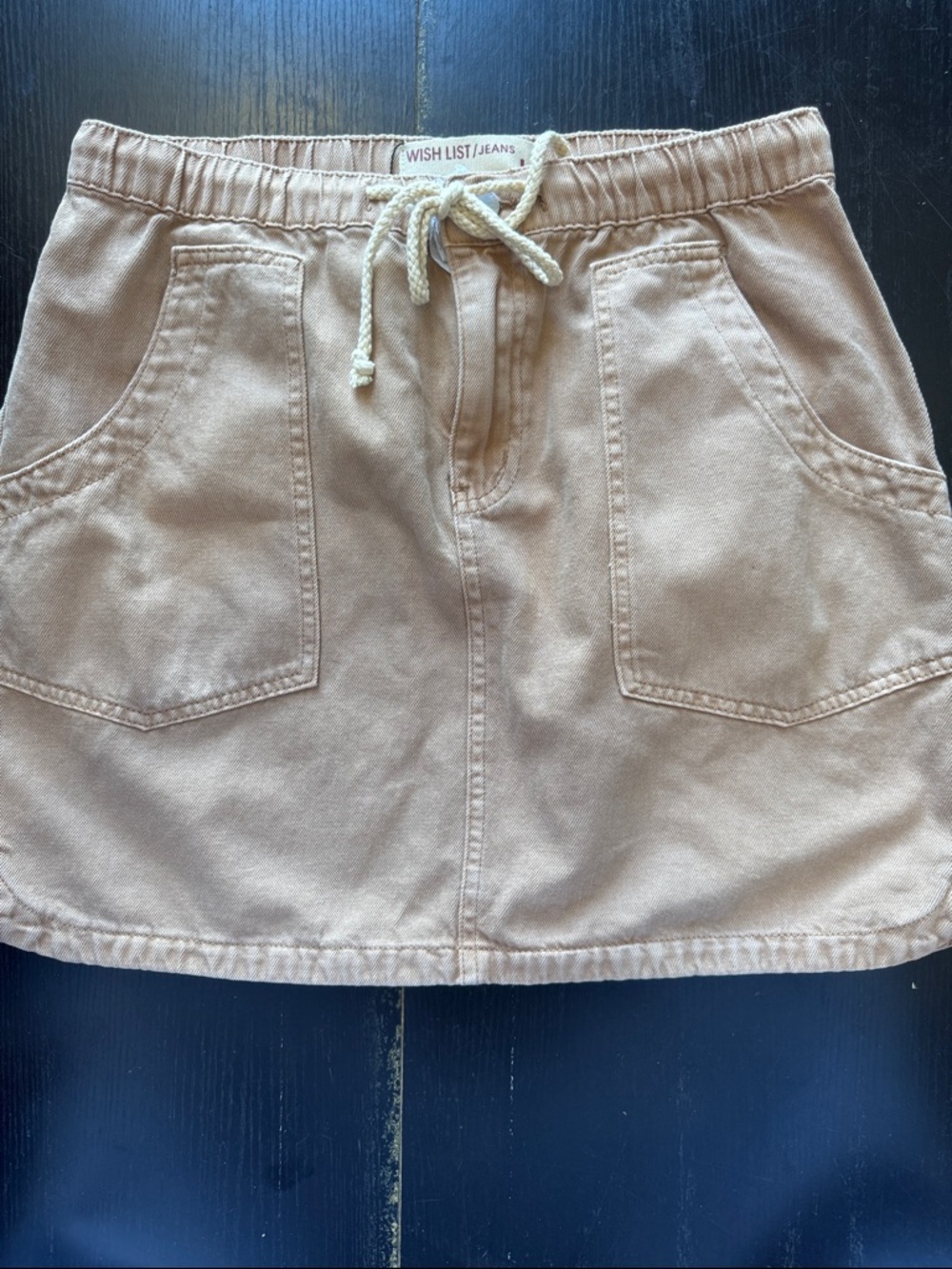 Wishlist Beige Drawstring Mini Skirt